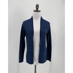 Eileen Fisher Petite Blue Long Sleeve Open Cardigan Sweater Sz PP